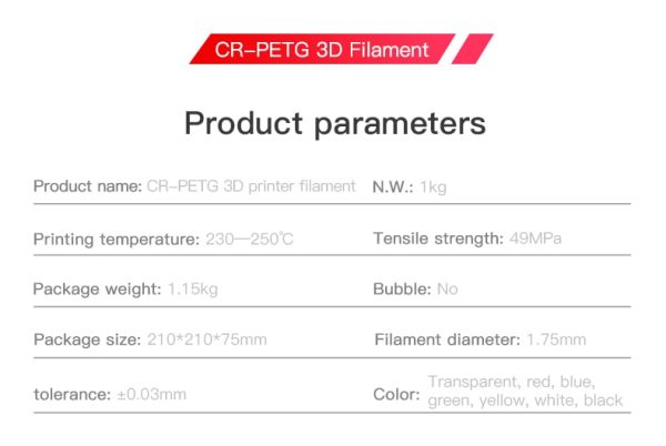 El CR-PETG destaca por sus principales características, incluyendo su resistencia, durabilidad y excelente adhesión a la plataforma de impresión.