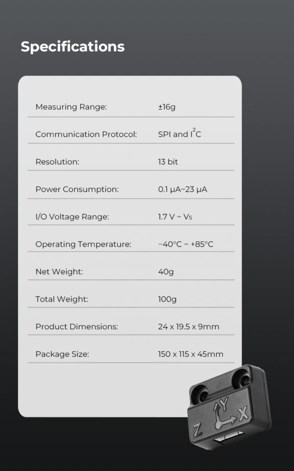 Sensor compensador de vibración ADXL345