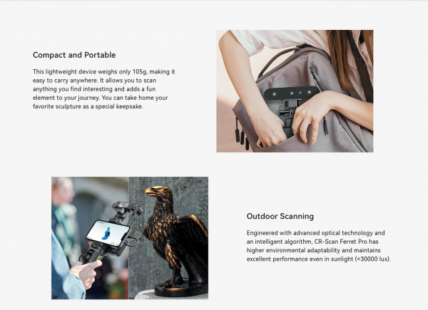 Escaner 3d facil de transportar y usar, CR-Scan Ferret 3d
