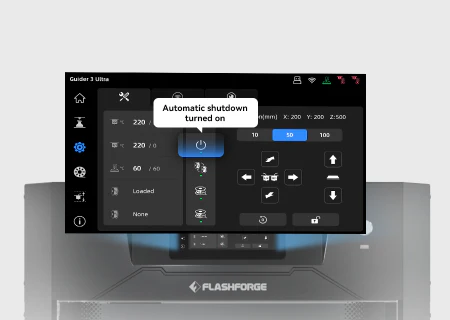 Sistema de gestión inteligente que apaga la impresora automáticamente al finalizar la tarea, ideal para impresiones nocturnas y ahorro de energía