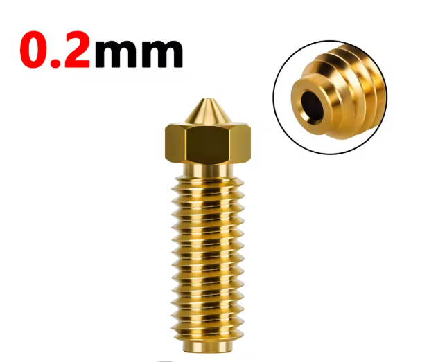 Boquillas de latón de alta precisión de 0.2mm, diseñadas para capas finas y detalles minuciosos en materiales como PLA