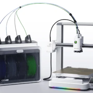 impresora 3D Creality Sparkx i7 con su sistema de gestión de materiales para impresión en múltiples colores y filamentos.