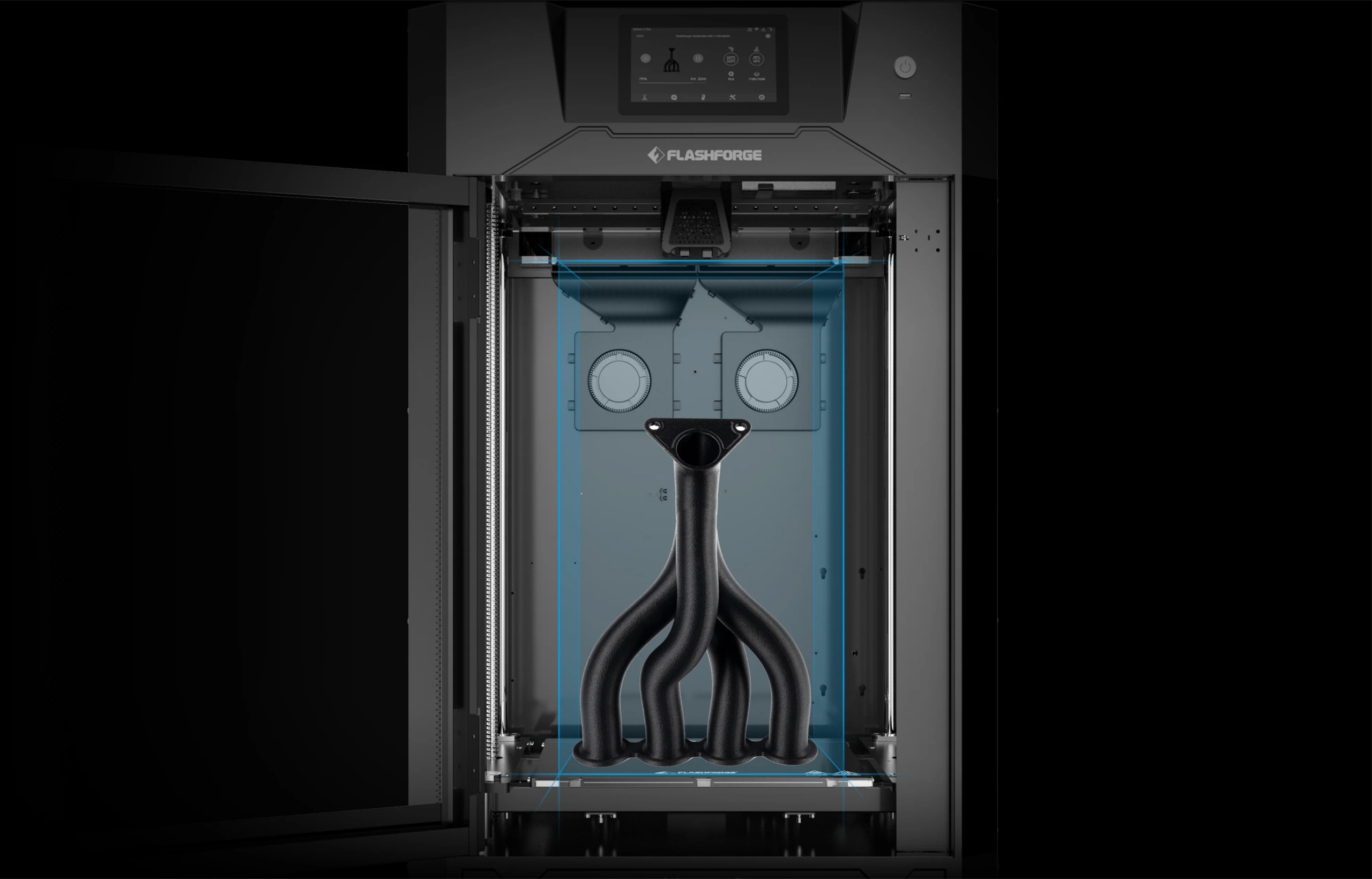 arquitectura CoreXY de la Guider 3 Ultra, que permite aceleraciones rápidas y una precisión superior en piezas industriales complejas