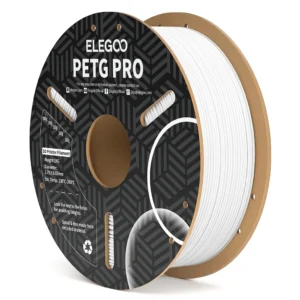 Bobina de 1kg de filamento PETG PRO blanco marca ELEGOO, optimizado para piezas técnicas de alta precisión y resistencia térmica mejorada