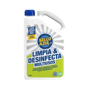 Galón de desinfectante multiusos Sello Azul aroma Eucalipto, ideal para la limpieza profunda de pisos y superficies en talleres 3D, proporcionando un ambiente fresco y libre de gérmenes.