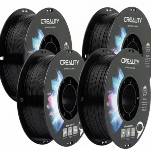 Pack de 4 bobinas de 1kg cada una de filamento CR-PETG Negro de Creality; una solución económica para producción continua y piezas de alta resistencia mecánica.