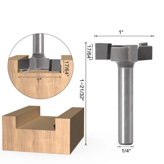 Diagrama técnico que detalla el diámetro de corte de 25mm y el vástago de 6mm de la fresa tipo T para configuración en CNC