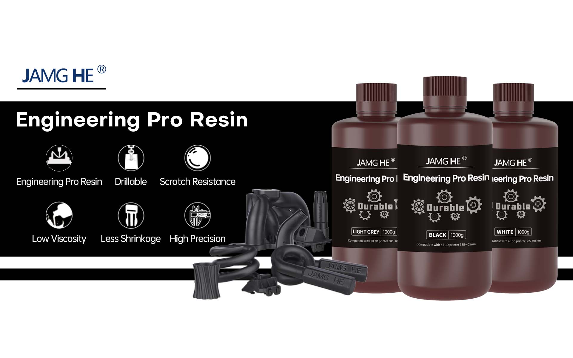 Baja contracción, alta dureza y excelente estabilidad térmica de la resina Engineering Pro para piezas