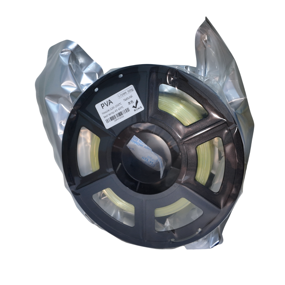 Carrete de filamento PVA translúcido de Creality, ideal para imprimir estructuras de soporte que se disuelven fácilmente en agua