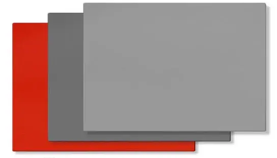 Láminas de caucho de alta densidad en color gris, diseñadas para ser grabadas con láser sin emitir olores tóxicos excesivos
