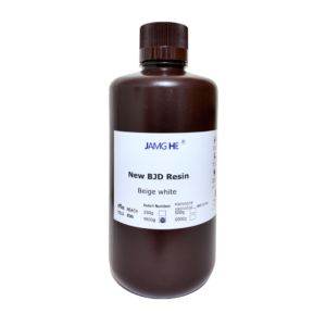 Botella de resina Jamg He BJD mostrando su tono piel mate, diseñada para piezas articuladas que requieren durabilidad y suavidad superficial