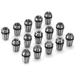 Juego organizado de 15 mandriles de pinza tipo ER11 fabricados en acero de alta elasticidad para diversos diámetros de vástago