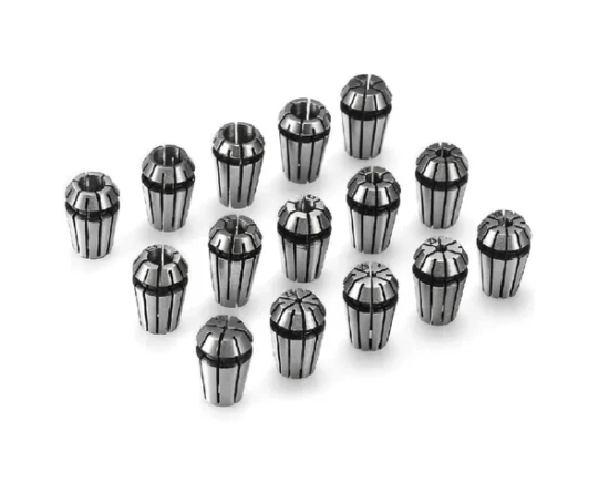 Juego organizado de 15 mandriles de pinza tipo ER11 fabricados en acero de alta elasticidad para diversos diámetros de vástago