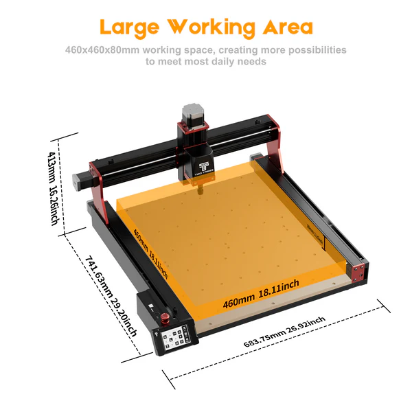 Vista del amplio espacio de trabajo de la TTC450 PRO