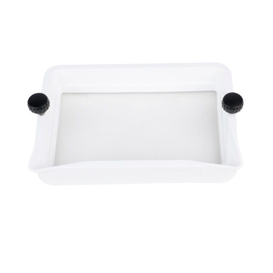 Vista superior del tanque de resina para Halot R6, destacando su marco metálico robusto y el área de impresión despejada para el paso de luz UV