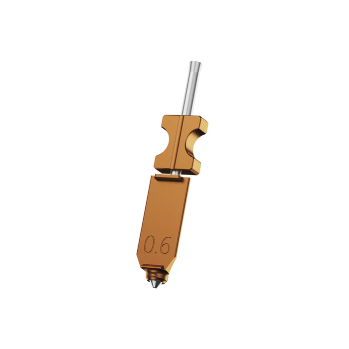 Boquilla de 0.6 mm diseñada para reducir tiempos de impresión y mejorar la adhesión de capas en piezas de tamaño medio