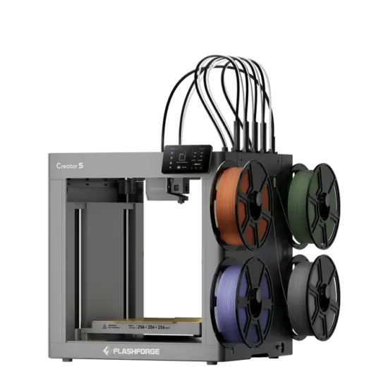Impresora 3D industrial Flashforge Creator 5 con sistema de extrusión dual y cámara cerrada para materiales técnicos