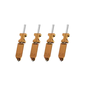 Variedad de boquillas de cambio rápido para Flashforge AD5X, mostrando los diferentes diámetros disponibles para cada tipo de impresión
