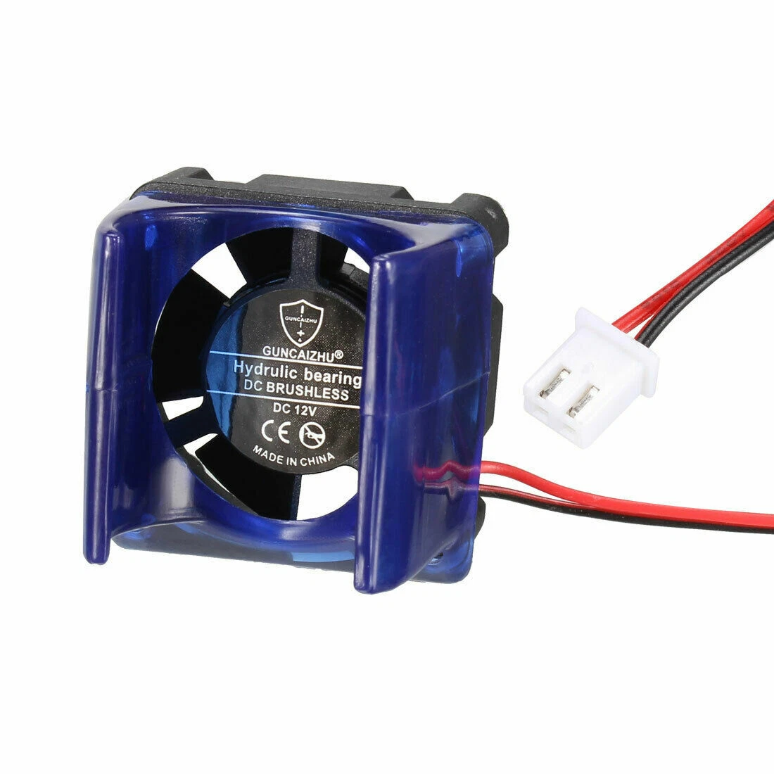 Vista trasera del ventilador 3010 detallando el etiquetado de 12V y el conector estándar de 2 pines para una instalación sencilla