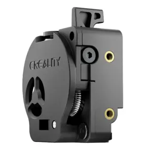 Vista frontal completa del extrusor directo original de Creality para la impresora K2 SE, mostrando su carcasa compacta ligera