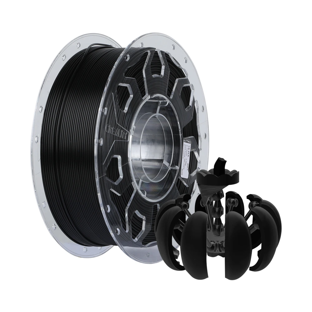 arrete de un kilogramo de filamento técnico CR PLA color negro mate profundo, ideal para carcasas estructurales y prototipos