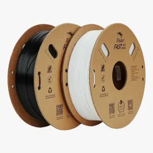 Paquete doble Value Pack de filamento Ender Fast PLA de Creality, mostrando las dos bobinas de un kilogramo en colores blanco y negro