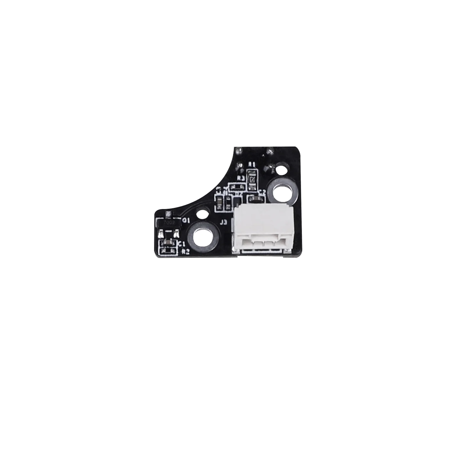 Detalle en primer plano de los pines de conexión eléctrica y comunicación de la placa sensora de filamento de la serie K2