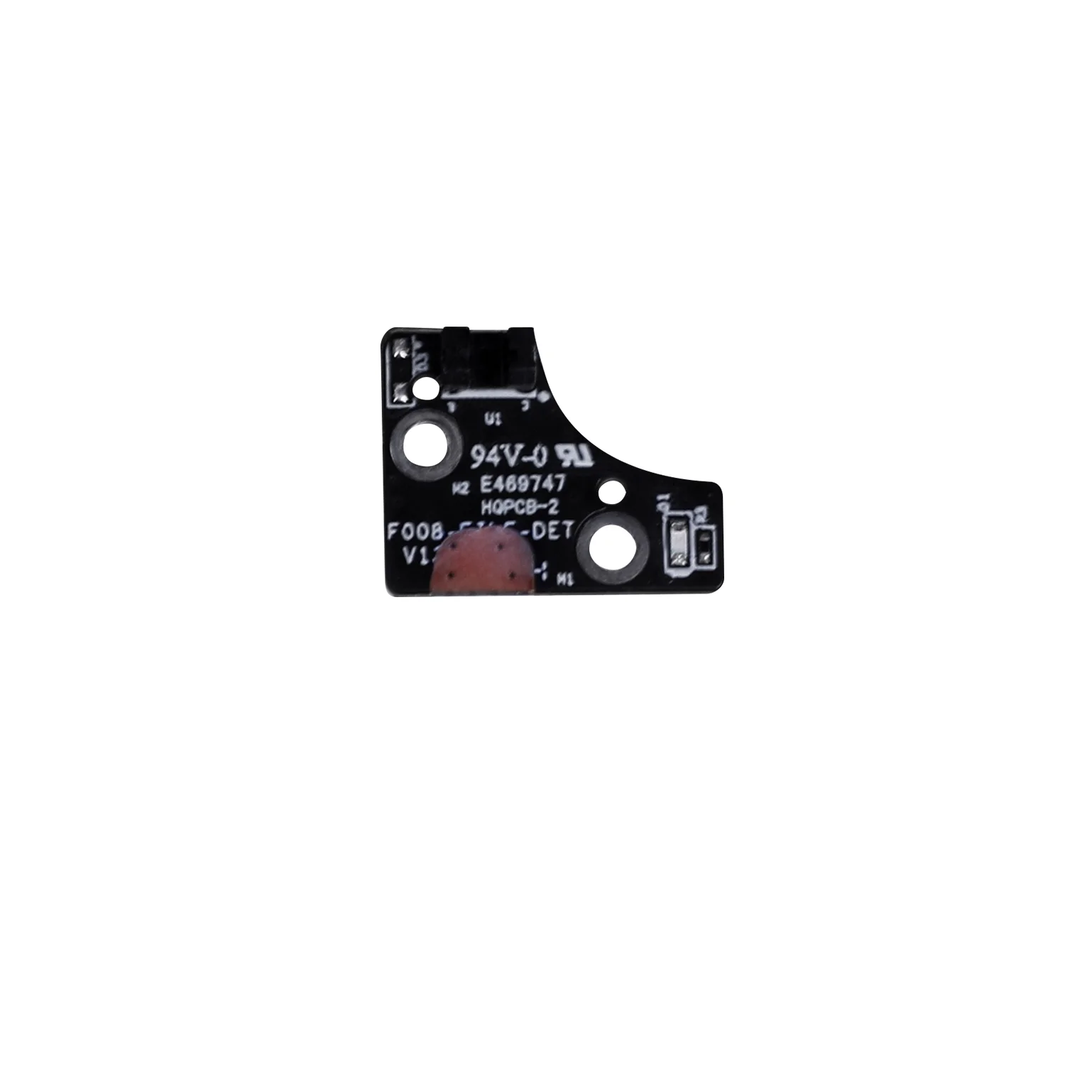 Vista posterior de la placa de detección de filamento, mostrando las pistas del circuito y los puntos de anclaje mecánicos para el chasis del cabezal