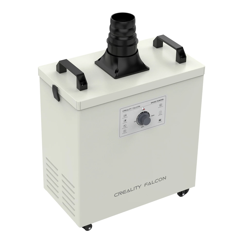 Vista angular con giro izquierdo del extractor de aire, resaltando la robustez de los cierres industriales del contenedor de filtros