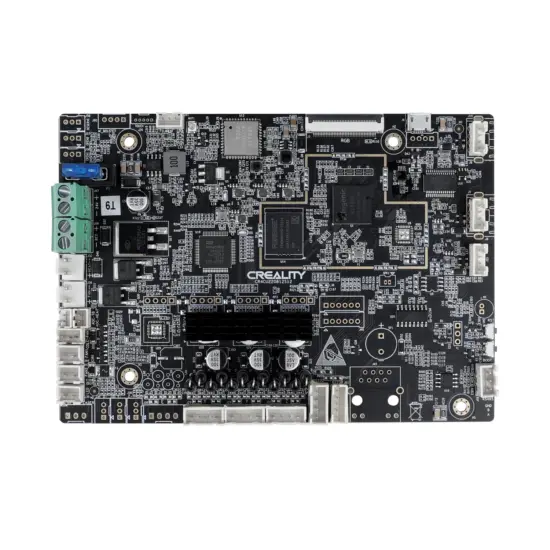 Vista superior del circuito impreso (PCB) completo de la mainboard original de Creality para la impresora K2 SE, detallando sus componentes y puertos