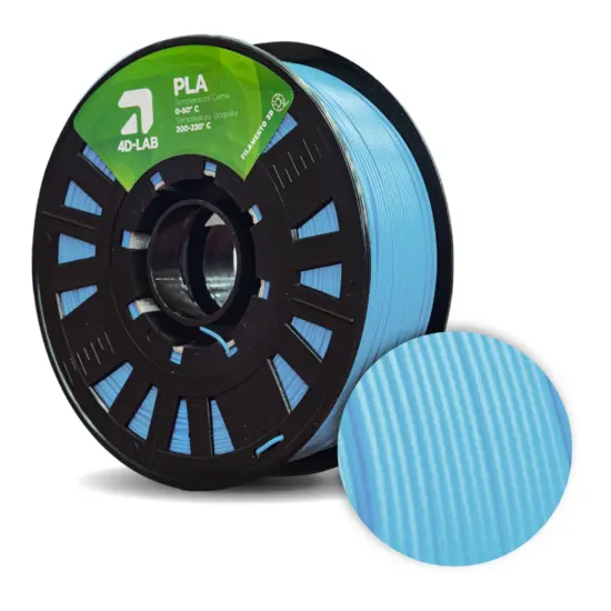 Filamento PLA de color azul pastel de 4DLAB, ideal para juguetes, decoración infantil y maquetas estéticas