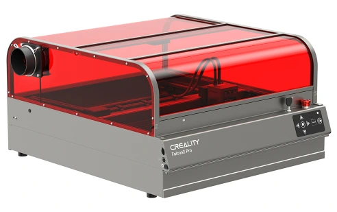 Lateral derecho del chasis de la Falcon 2 PRO 22W, detallando los botones de parada de emergencia, cerradura de seguridad y puertos USB